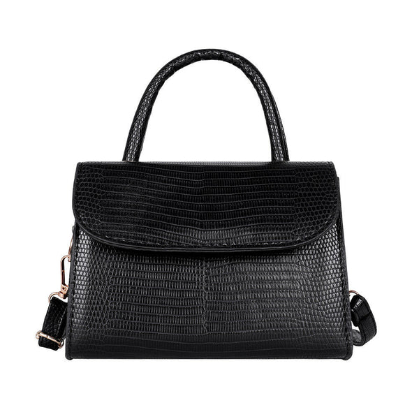 Women Leather Pure Shoulder Handbags Flap Crossbody Messenger Bags (Black)