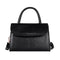 Women Leather Pure Shoulder Handbags Flap Crossbody Messenger Bags (Black)