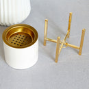 Ceramic Incense Burner Censer with Golden Iron Stand Home Desktop Ornament