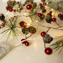 Red berry Christmas Garland Lights LED Copper Fairy lights Pinecone string  O1R5