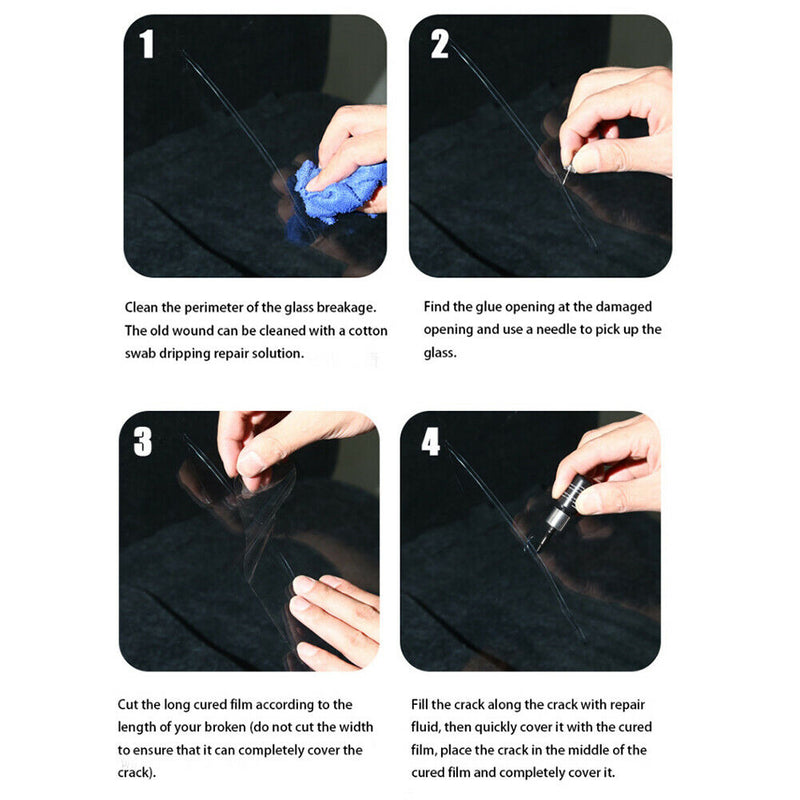 Car Windows Glass Repair Liquid Gloves Auto Cracked Scratch Fluid (2 Set)