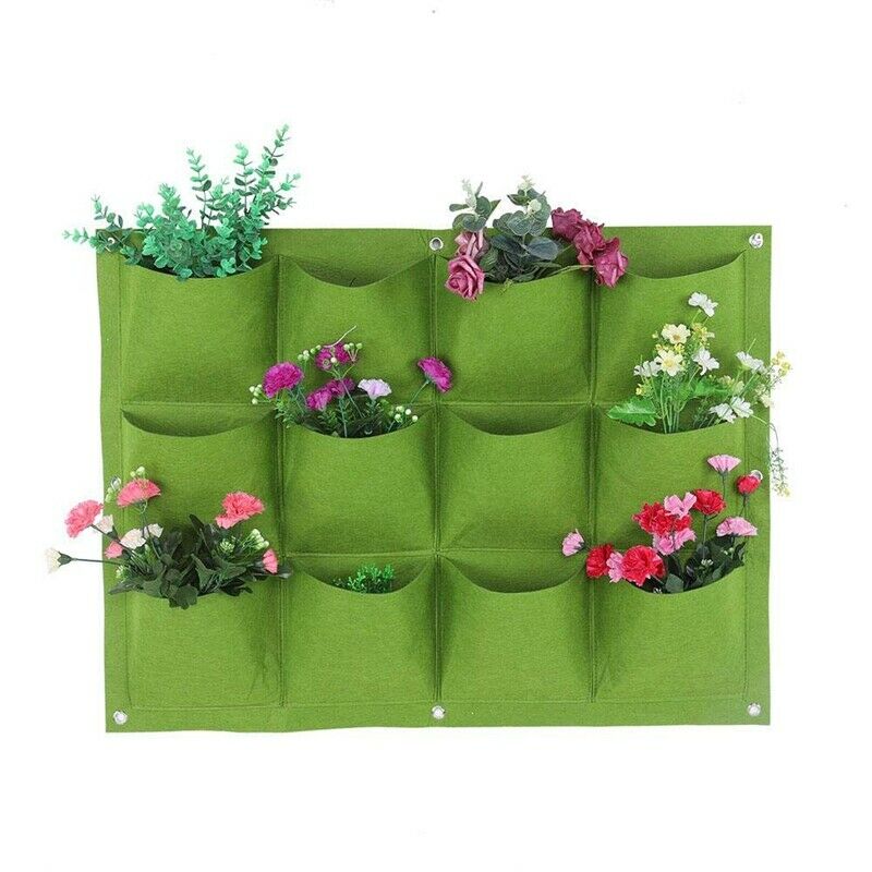 Plant Grow Bag, 12 Pockets Degradable Vertical Hanging Wall Garden Plant Gr
