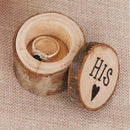 2Pcs/Set Wooden Rustic Wedding Engagements Ring Box Bearer Ring Holder Case OZ