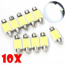 10Pack 36MM Canbus Error Free LED C5W COB 12SMD Festoon Dome Map Light Bulbs