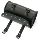 Motorcycle Fork Bag Handlebar Tool Bag Sissy Bar PU Leather Roll Bag Black