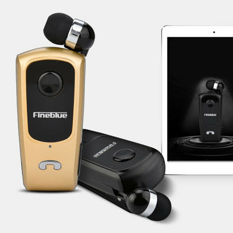 Bluetooth Headset Clip Earphone Sport Universal Earpiece Handsfree Golden