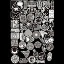 52Pcs Black White Vinyl Skateboard Stickers Luggage Guitar Car Bomb Decals Pack