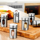 Stainless Steel Seasoning Condiment Jar Glass Spice Pepper Salt Shakers Bar