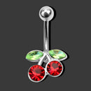 Lady Girl Crystal Cherry Belly Ring Rhinestone Jewelry