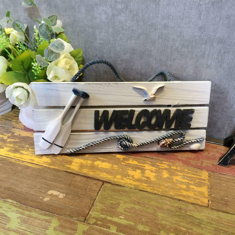 " Welcome" Wooden Sign Beach Ocean Nautical Seaside Theme Bar Shop Decor