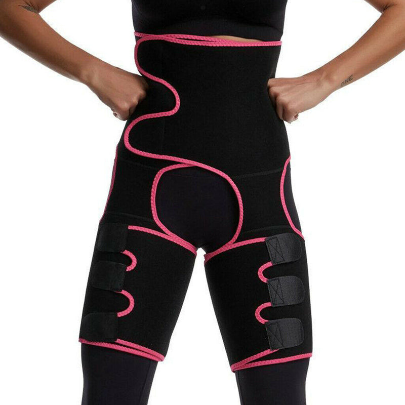 Womens 3-in-1 Thigh Shaper Underbust Girdle Belt Exercise Body Shaper Pink - M
