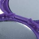 Rose Pattern Round Shaped Two Side Folding Metal Cosmetic Mirror Purple W3L1