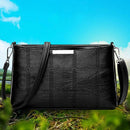 Fashion Korean Women Handbag PU Plaid Messenger Bag Shoulder Bags(Black)