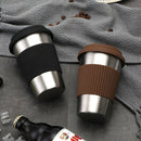 500Ml Travel Coffee Mug Creative With Silicone Lid Stainless Steel Cups And