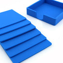 Silicone Wine Coasters Square Placemat Non Spill Lid Mug Cup Drink Mat Blue