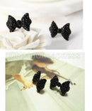 Rhinestone Crystal Earring Cute Earrings NEW Black Bowknot Bow Tie Stud LJAU