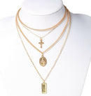 Square Cross Multilayer Pendant Necklace Alloy Multilayer Exquisite Clavicl