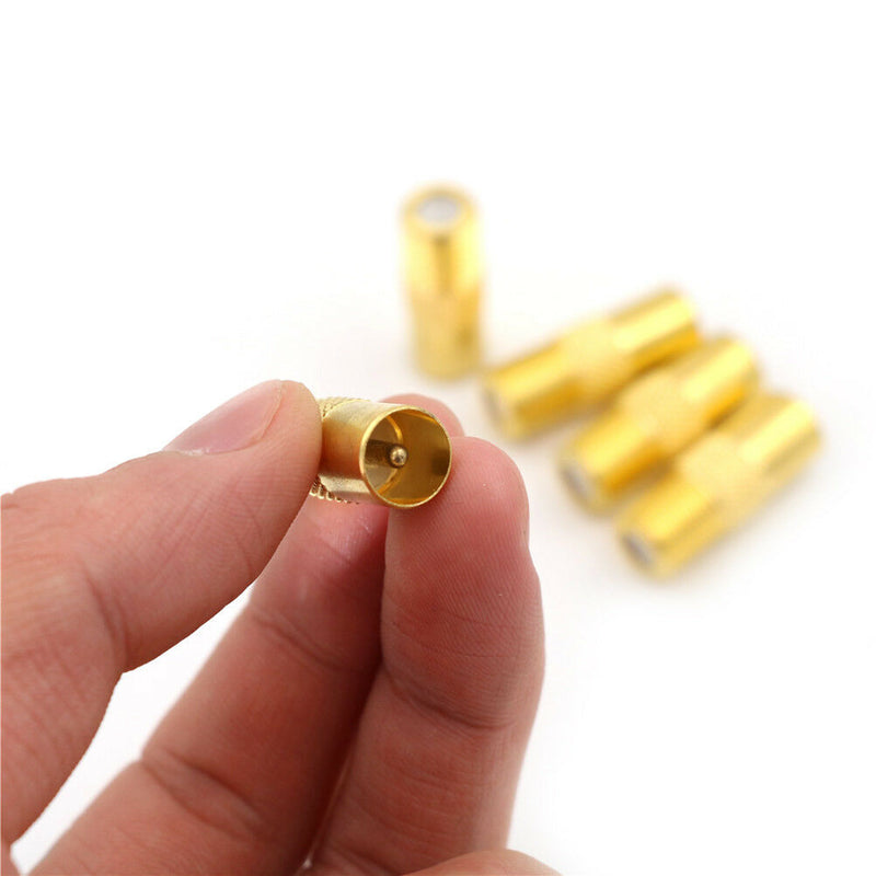 5 PCS Coaxial Coax RF Adapter Connectors TV PAL Male Plug to "F" Female LJ