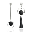 Korean Fashion Geometric Long Asymmetry Earring Rhinestone Circle Ear Stud