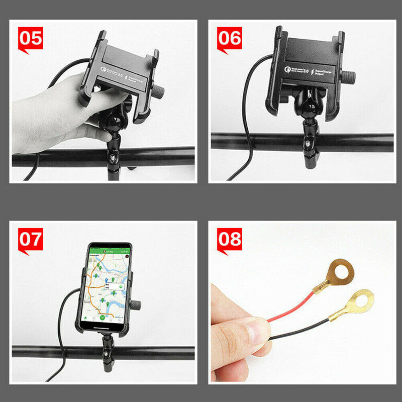 Motorcycle Mirror USB Charger Quick Charging Aluminum Alloy Riding Phone Holder