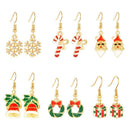 6 Pairs Santa Claus Snowflake Drop Earrings Christmas Pendant Ear Hooks Jewelry