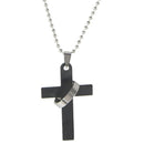 5X(Men's Stainless Steel Cross &Ring Chain Pendant Necklace Fashion Good G F8E5)