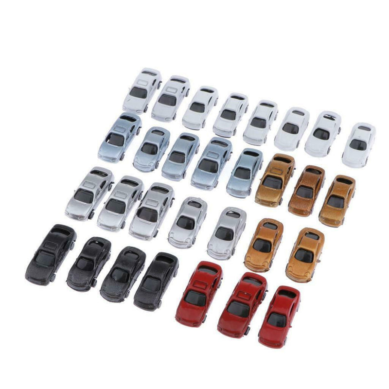 60Pieces 1:200 Painted Car Mini Scenery Landscape Sand Table Accessory