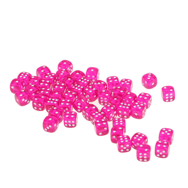 50pc 6-sided Game Dice Set , Speckled Translucent Colors Square Corne Rose