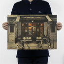 couple paris cafe kraft paper poster customer bedroom background wall stickers F