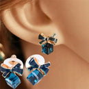 Blue Crystal Rhinestone Enamel Bow Ear Stud Bowknot Earring Gift Women JewelryJR
