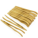 16cm Reusable Bamboo Tongs, Curved Arms, wood color - 10 Pieces - Toast Ton