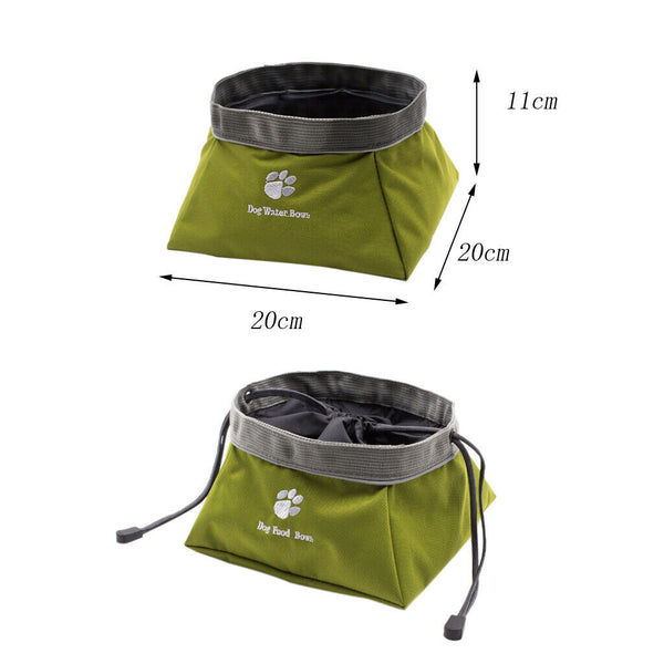 2-pc Travel Pet Bowls Collapsible Dul-use Water & Food Bowls for Dogs & Cats