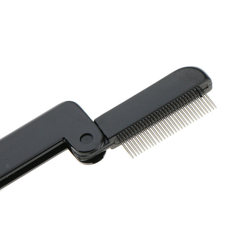 Professional Portable Folding Eyelash Eyebrow Comb Stainless Steel Teeth Makeup