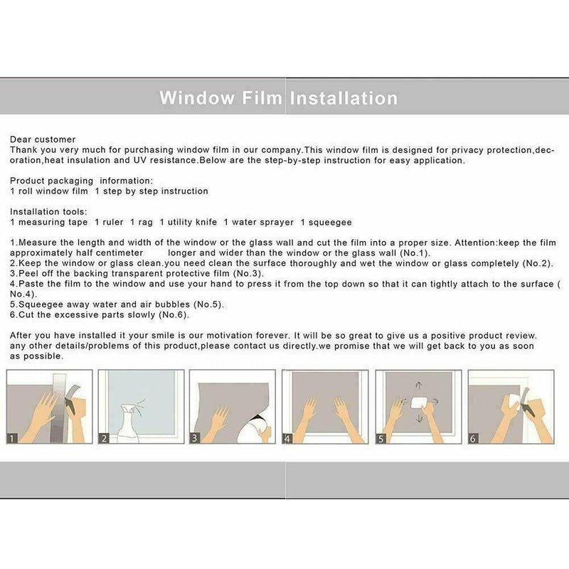 1* Roll Removable Window Frosted Glass Stickers Bathroom Film Privacy B8H2