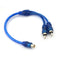 1 RCA Female To 2 Male Splitter Stereo Audio Y Adapter Cable Wire Connector JR