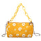 Daisy Flower Handbag Beach Women Canvas Chain Shoulder Bucket Bag (Yellow)