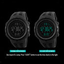 1251 Mens Digital Sports Watch Waterproof Stopwatch Countdown Black