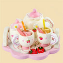 Girls Toys Simulate Wooden Kitchen Toys Pink Tea Set Play House Educational