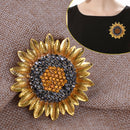 Sunflower Rhinestone Brooch Pin Sparkling Women Garment Jewelry Accessory