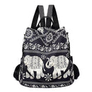 Multifunction Anti-Theft Backpack Oxford Print Lady Shoulder Bag (Elephant)