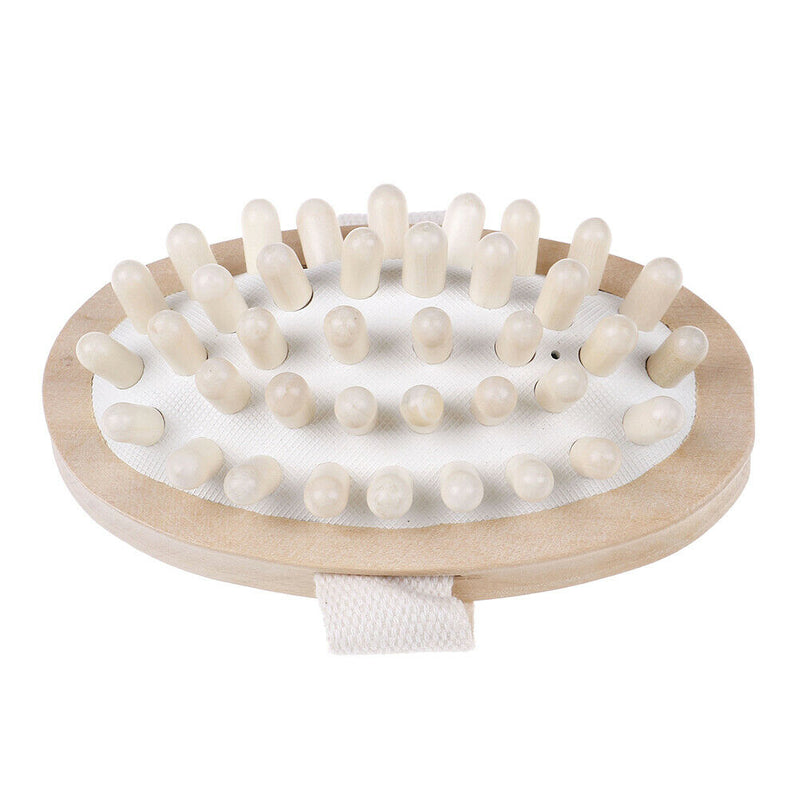 Hand-held wooden body brush massager cellulite reduction relieve tense muscle 3C