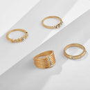 4pcs Geometric Rhinestone Multilayer Knuckle Ring for Women Wedding Jewelry A