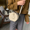 Women Round Shoulder Bag Alligator PU Circle Zip Crossbody Handbag (Beige)