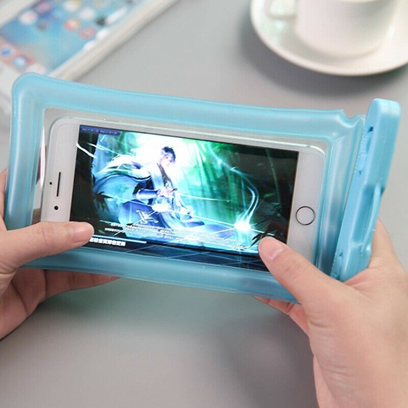 Hot spring swimming touch screen mobile phone waterproof bag (blue) D7S7