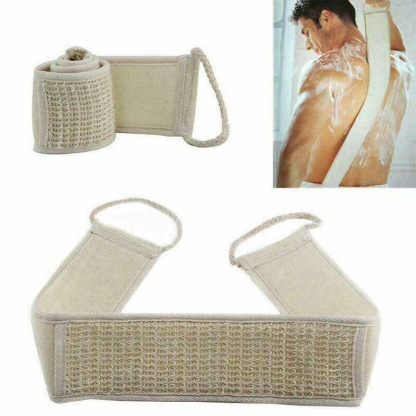 Exfoliating Bath Scrubber Strap Shower Back Loofah Brush Spa Sponge Scrubs P5V4