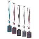 5x Rhinestone Lanyard with Retractable Reel Vertical ID Badge Holder