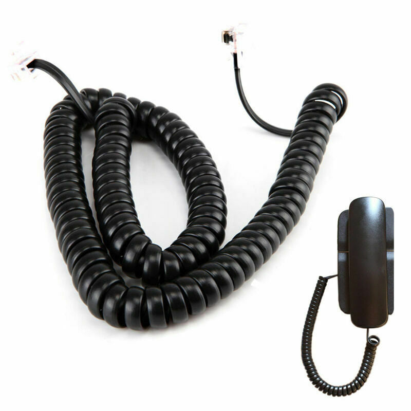 10ft Telephone Handset Phone Extension Cord Coil Line Cable Wire Black AU H0J9