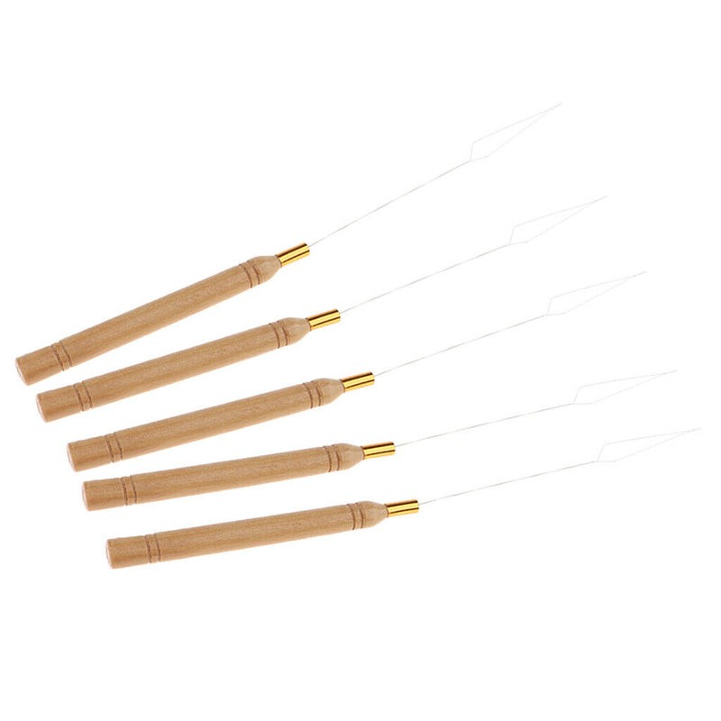 5x Hair Extensions Hook Pulling Tool Wig Making Micro Beads Threader