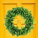 Green Boxwood Door Wreath for Holiday, Crafts,or Decor Measures 15" Plus