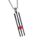 Alert ID Chain Necklace  Cross Engraved Pendant Container